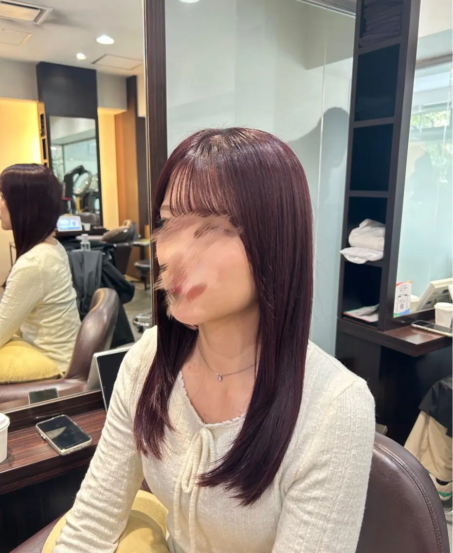 ロング カラー ボルドーカラー トリートメント 坂本奈都美/Jr.s 🎀のヘアスタイル