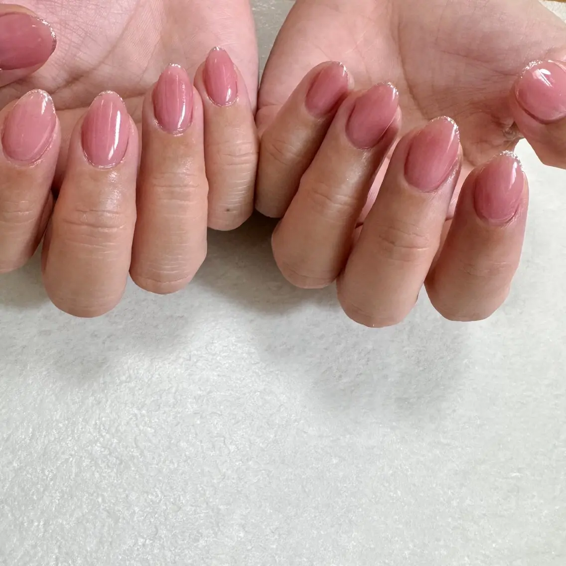 ネイル フレンチネイル ラメ(グリッター) ワンカラーネイル ピンク pointillé .ayaのネイルデザイン