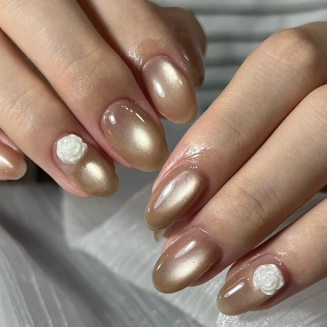 ネイル フレンチネイル ガーリー ガラスフレンチ 韓国ネイル ロングネイル ハンドネイル Venus nail チップ長さだし専門店のネイルデザイン