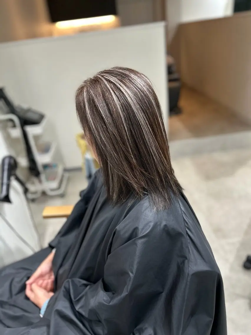 ミディアム カラー 大和市の白髪ぼかし 職人￤柳川拓哉のヘアスタイル