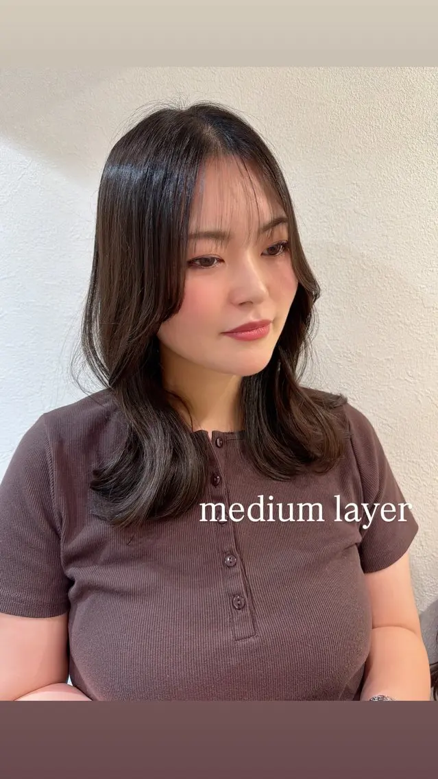 ミディアム ミディアムレイヤー くびれヘア 顔周りカット レイヤーカット つくば 【Ciqi】 あくつのヘアスタイル