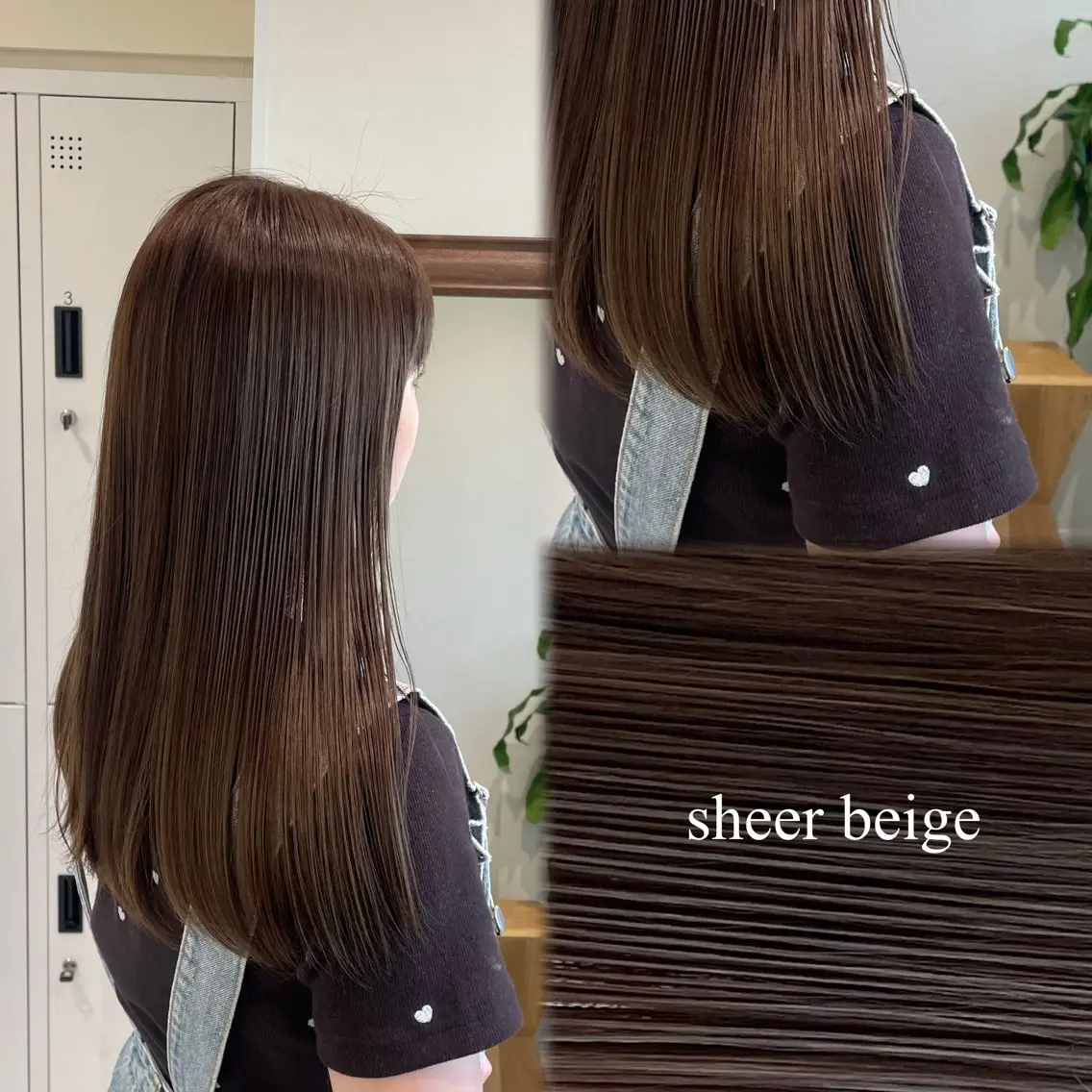 セミロング カラー ブリーチ 透明感カラー ブリーチなしカラー ヘアカラー 垢抜け小顔レイヤー オリーブ/スミレのヘアスタイル