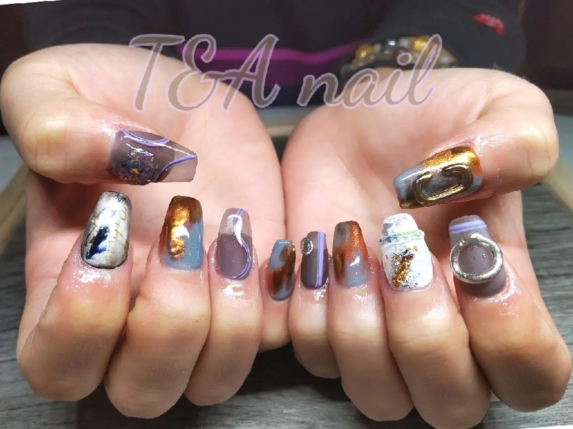 セミロング ネイル 長さ出し ジェルネイル ニュアンスネイル スカルプネイル 春ネイル T&A nailのネイルデザイン