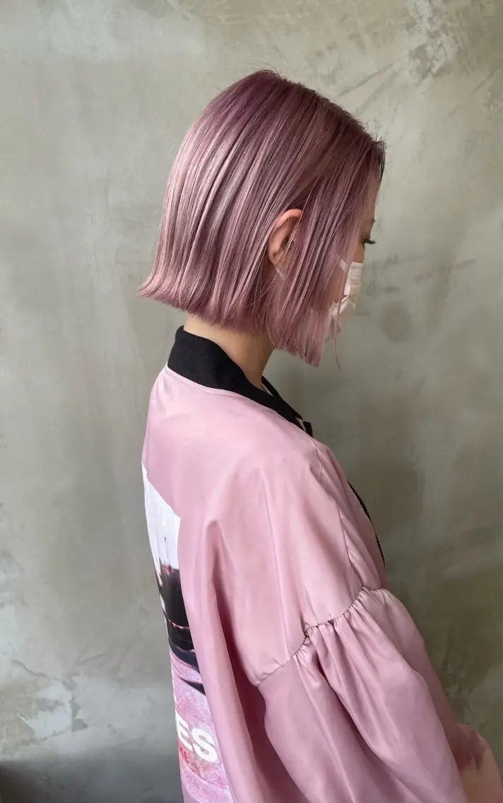 ミディアム カラー ベージュカラー ピンクカラー ピンクベージュ カット トリートメント ショートカット/ボブ 水田のヘアスタイル