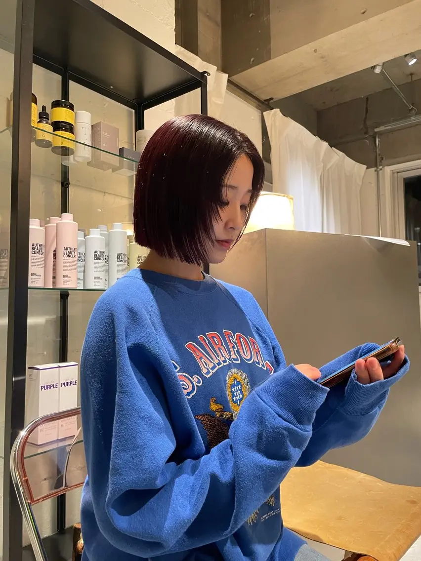 カラー ブラウンカラー パープルブラウン 尾上 勇気のヘアスタイル