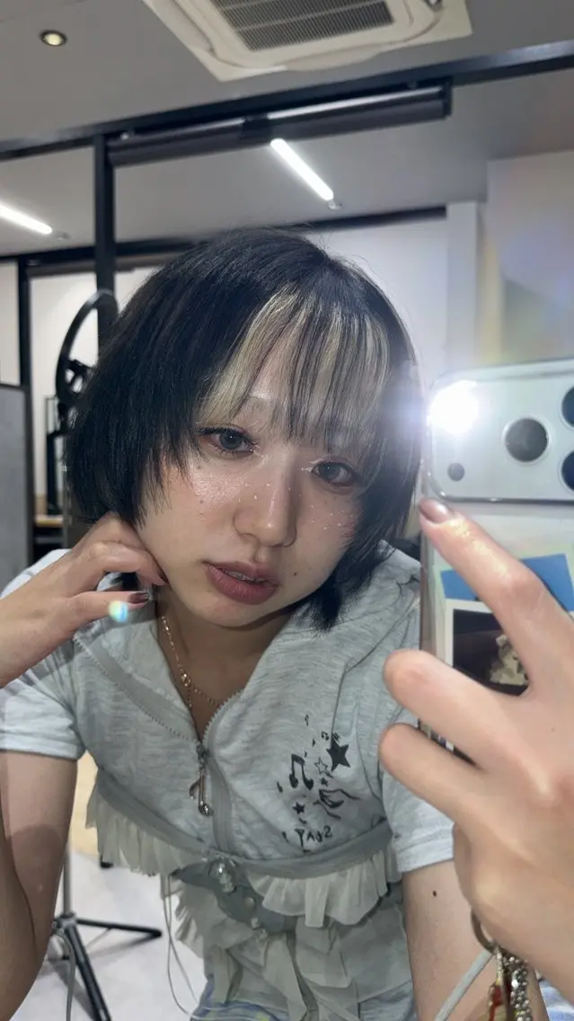 ミディアム カラー ヘアカラー 岡山ハイトーン・ ルーツカラー/こもものヘアスタイル
