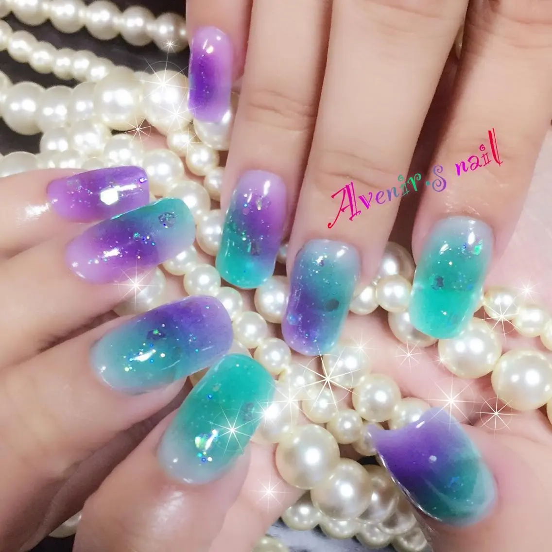 ネイル チークネイル スカルプネイル スクエアネイル Home Salon Avenir.のネイルデザイン