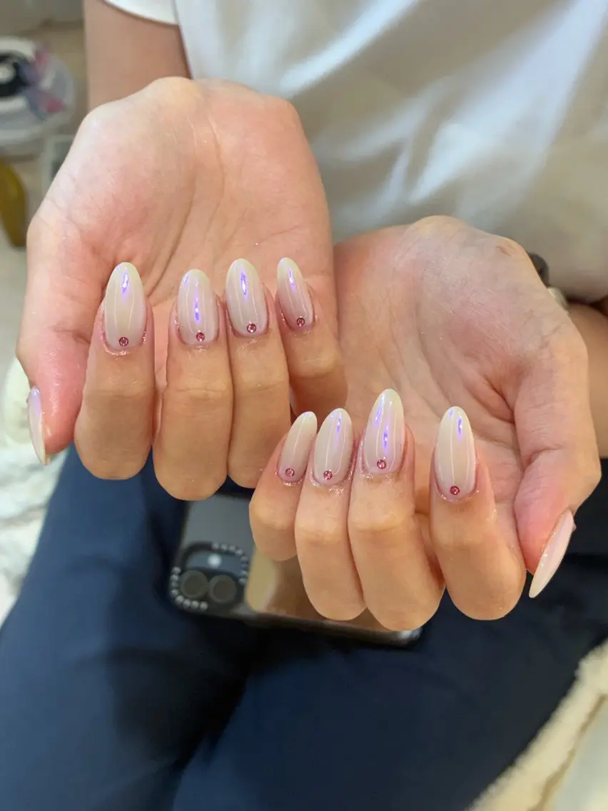 ネイル チークネイル 長さ出し フレンチネイル ガーリー 韓国ネイル Sun Nail linaのネイルデザイン
