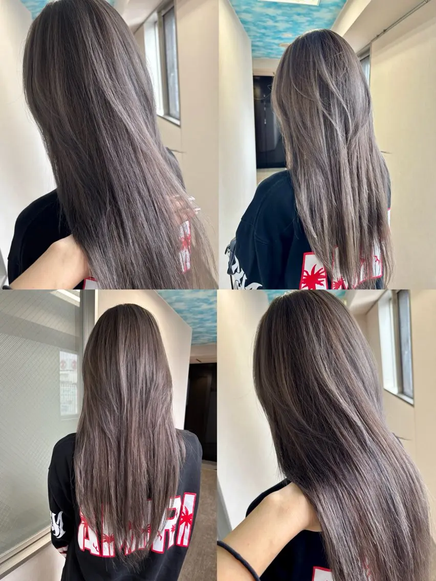 ロング カラー ブラウンカラー グレージュ ハイライトカラー ハイライト レイヤーカット 松井那津子 /ハイライトブリーチのヘアスタイル