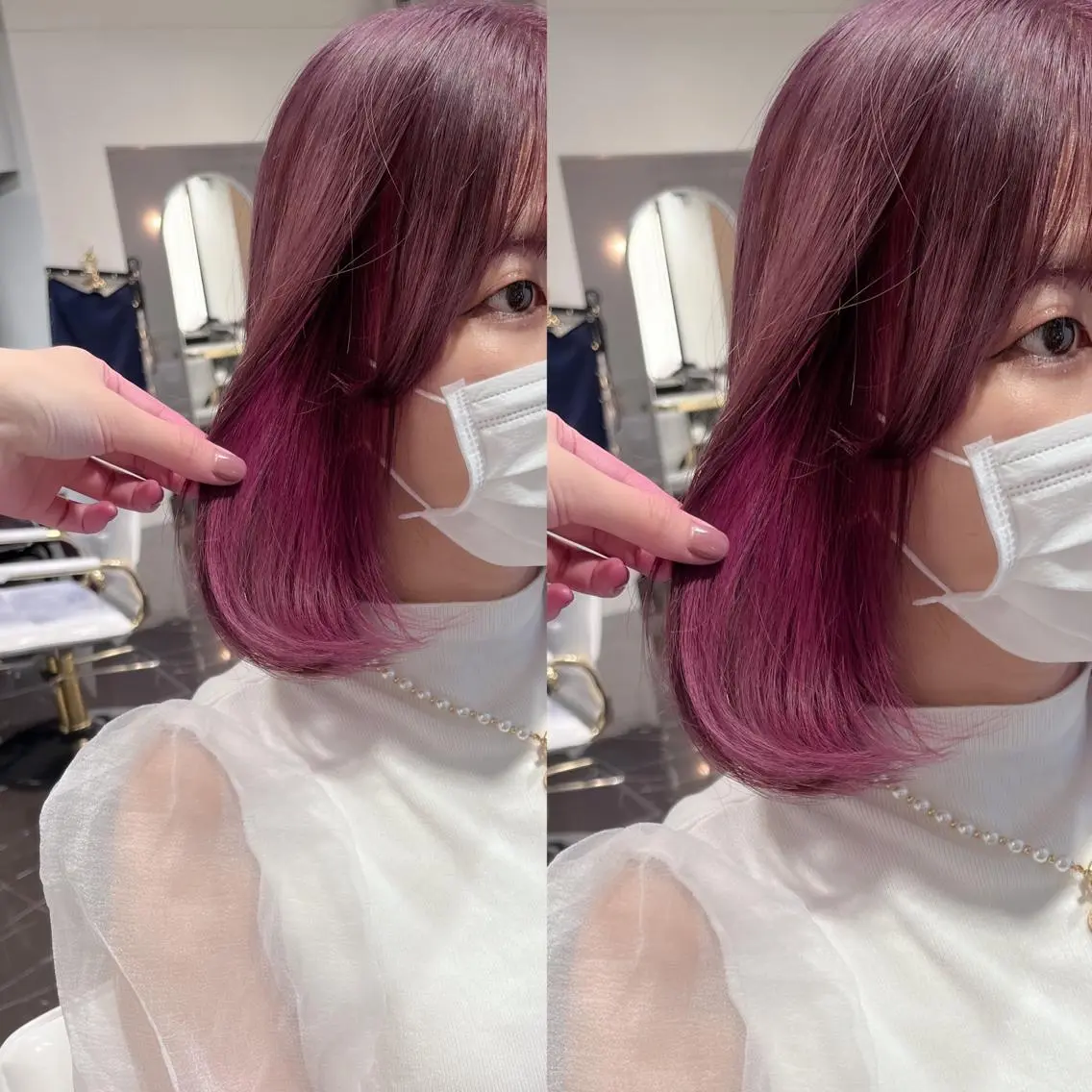 ミディアム カラー ブリーチ miyu /トレンド カラー×艶髪のヘアスタイル