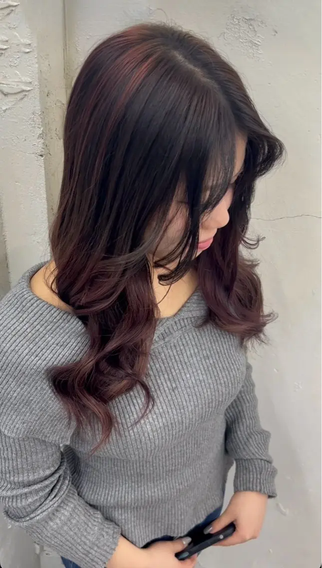 セミロング レイヤーカット ヘアカラー 馴染ませエクステ/ ヒロヤのヘアスタイル