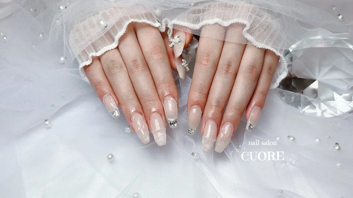ネイル 卒業式 レース リボン ハンドネイル nail salon CUOREのネイルデザイン