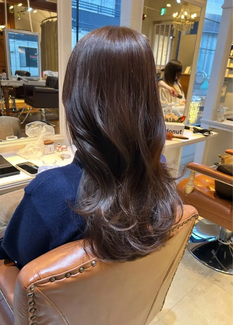 ロング ヘアカラー トリートメント 山本美月💓艶カラー 🐻暖色カラー💓のヘアスタイル