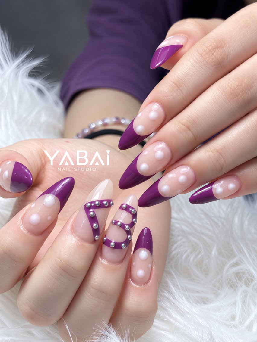 ネイル アートネイル ドット ロングネイル 持ち込み ピンク ハンドネイル YABAI NailStudioのネイルデザイン