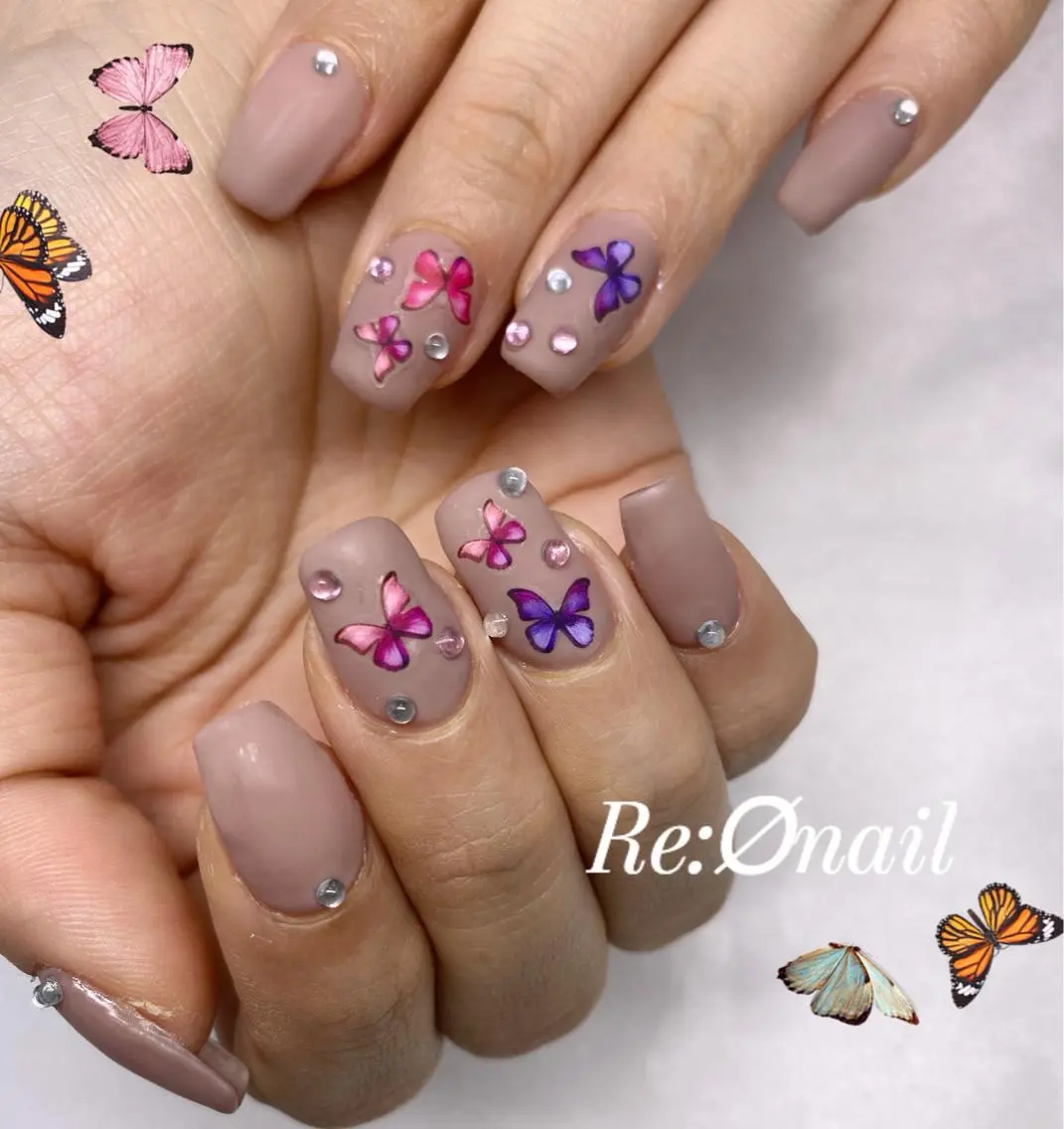 ネイル マットネイル ハンドネイル Re:Ø nail 🩵TSUJIのネイルデザイン