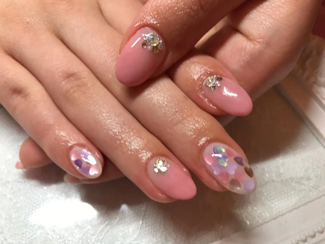 ネイル ジェルネイル ハート スカルプネイル ビューティサロン ☆Kirari☆のネイルデザイン