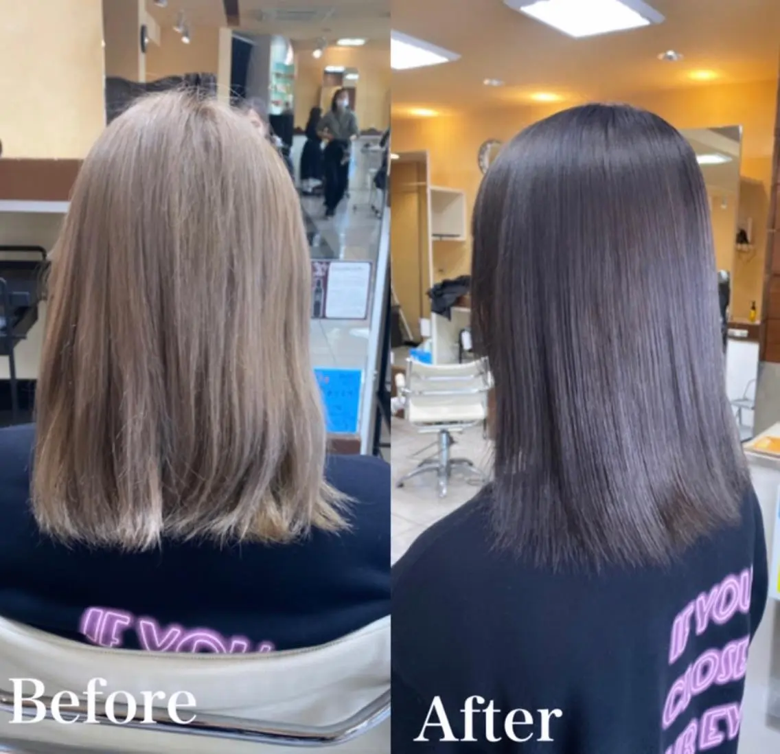 ミディアム カラー ヘアアレンジ ヘアカラー トリートメント 川上 麻梨阿のヘアスタイル