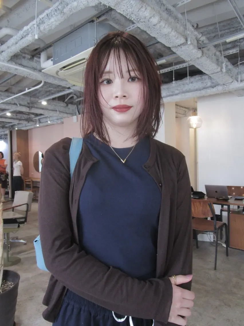 ミディアム カラー レッドカラー レイヤーカット カット ヘアカラー yu maのヘアスタイル