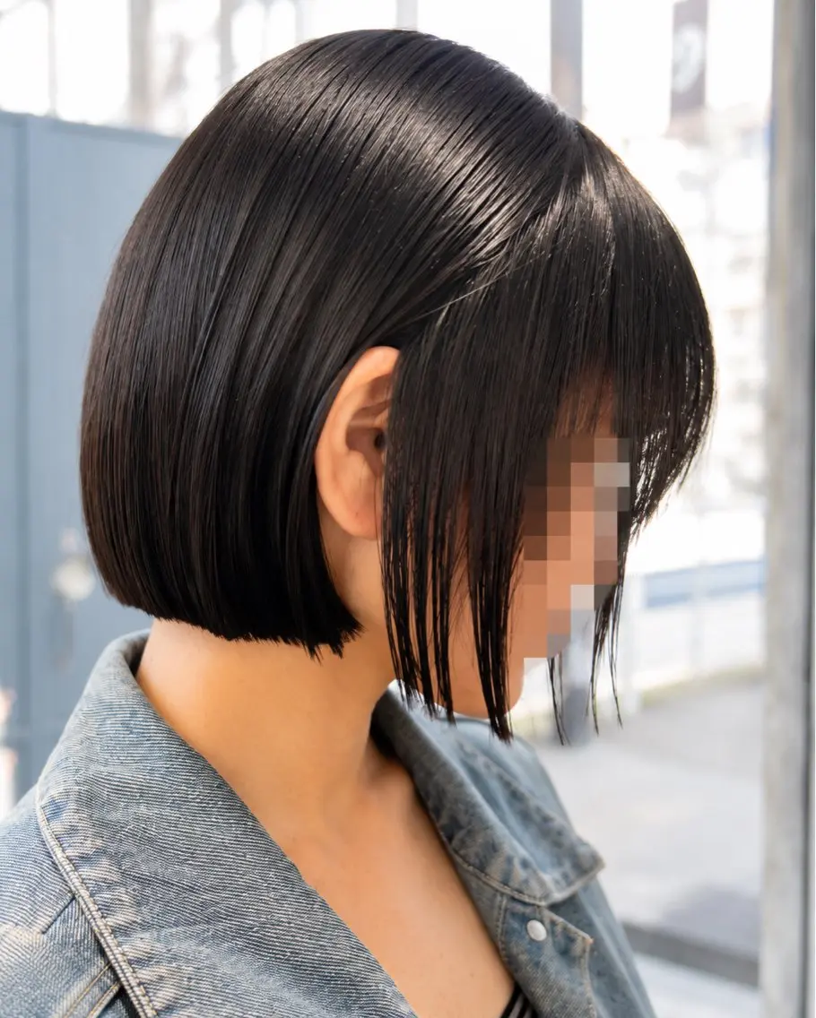 ミディアム ボブ 縮毛矯正 斉藤 明香のヘアスタイル