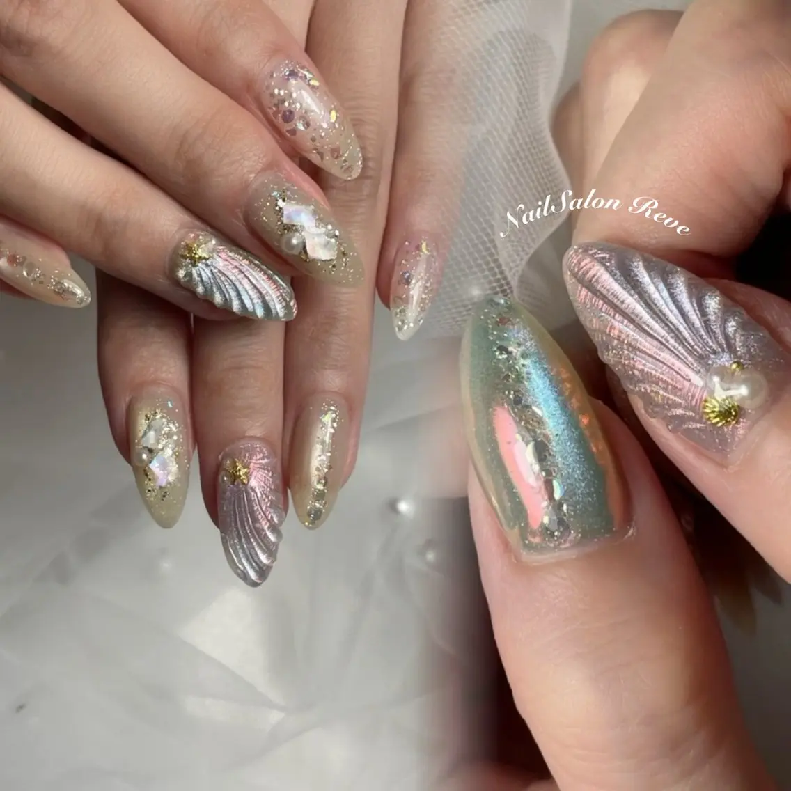 ネイル オーロラネイル 夏ネイル NailSalon Reveのネイルデザイン