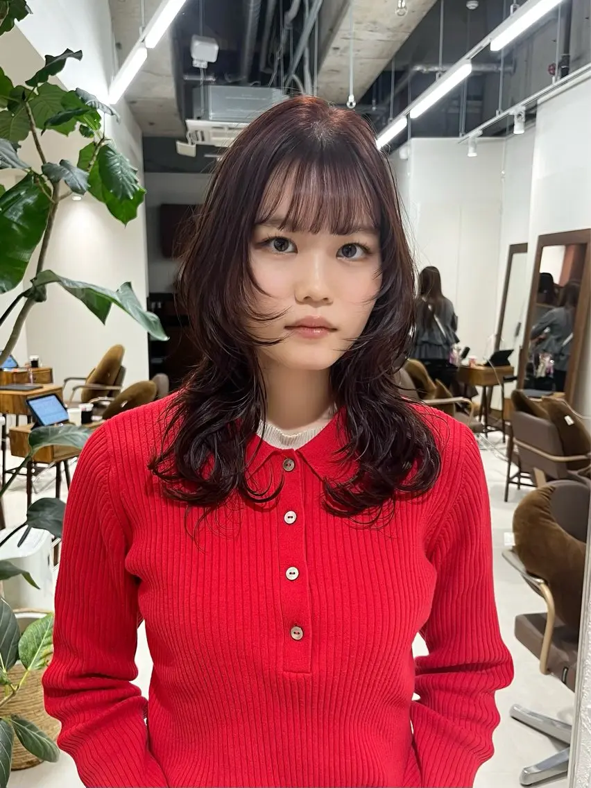 ミディアム カラー ブラウンカラー ピンクカラー ピンクブラウン レイヤーカット カット ヘアカラー トリートメント レイヤーカット/ブラ ウンカラー/河野凜のヘアスタイル