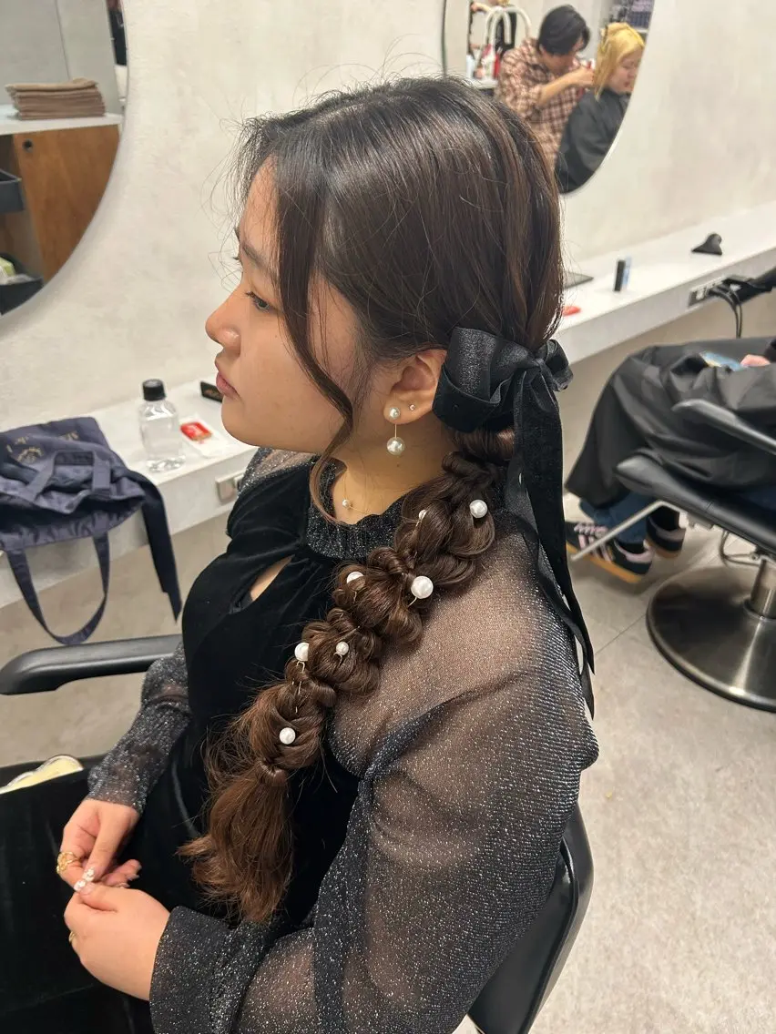 ロング ヘアアレンジ ヘアセット 🎀HARU/ボブ/ セット/赤み消し🫧のヘアスタイル