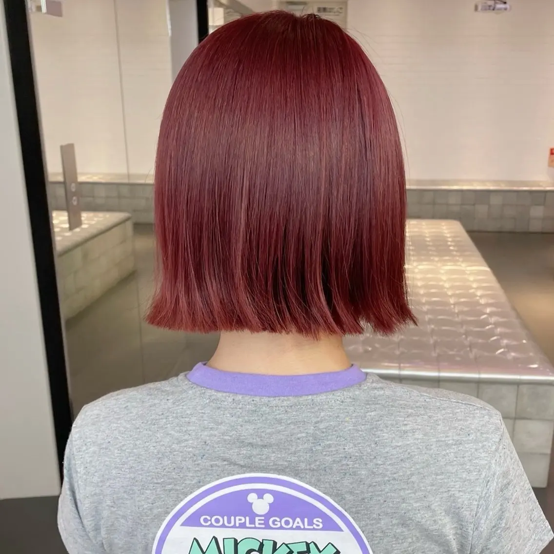 ショート カラー ブリーチ ボルドーカラー ボブ カット ヘアカラー トリートメント 🍒暖色✖️レイヤー ／Haruna🍒のヘアスタイル