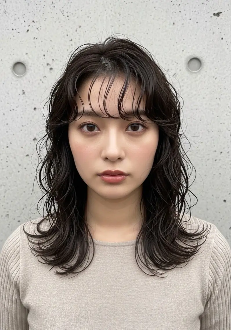 ロング パーマ 顔周りカット 望月 星来のヘアスタイル