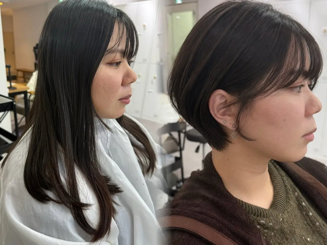 ショート ボブ 顔周りカット 髪質改善 韓国風ヘア レイヤーカット カット トリートメント 多毛癖毛さんのお悩み 解決!🫧ナルミのヘアスタイル
