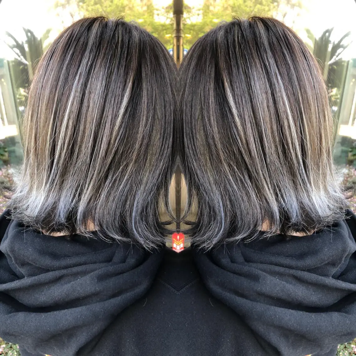 ミディアム カラー アッシュ アッシュグレー ダブルカラー グラデーションカラー ハイライトカラー ヘアカラー トリートメント ショート⭐️ブリーチ ⭐️木村康二⭐️のヘアスタイル