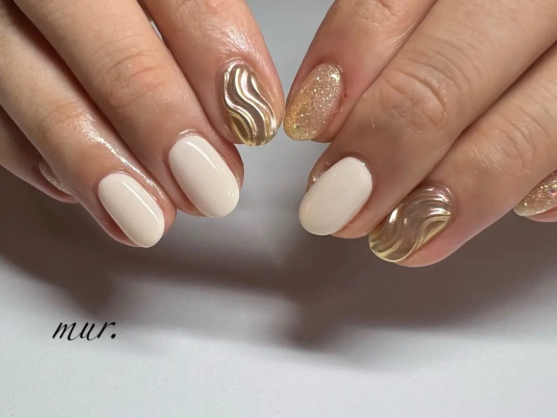 ネイル アートネイル ジェルネイル ラメ(グリッター) ミラーネイル ワンカラーネイル nailsalon mur.のネイルデザイン