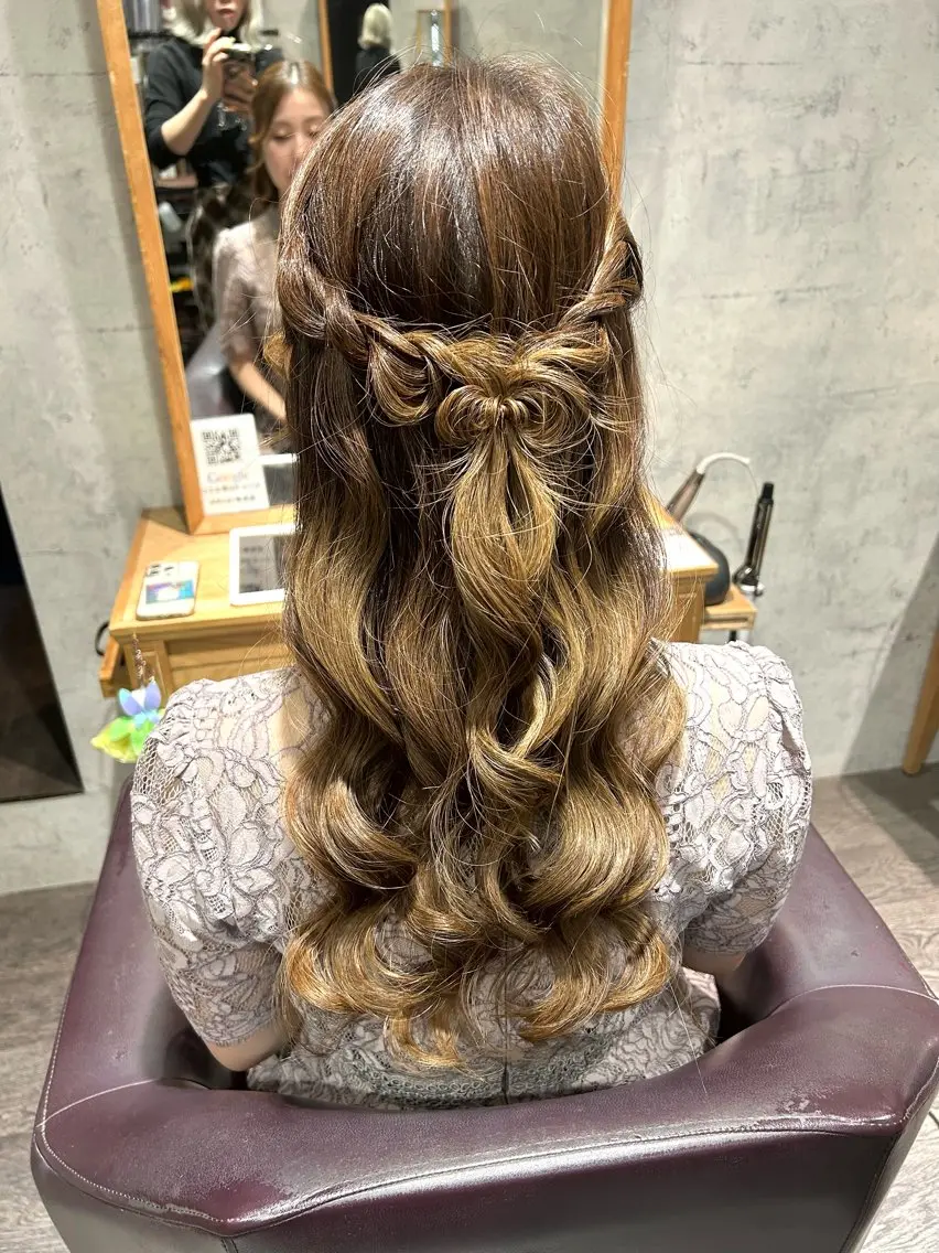 セミロング ヘアアレンジ ハーフアップ ヘアセット パーソナルカラー 診断🍀マリンのヘアスタイル