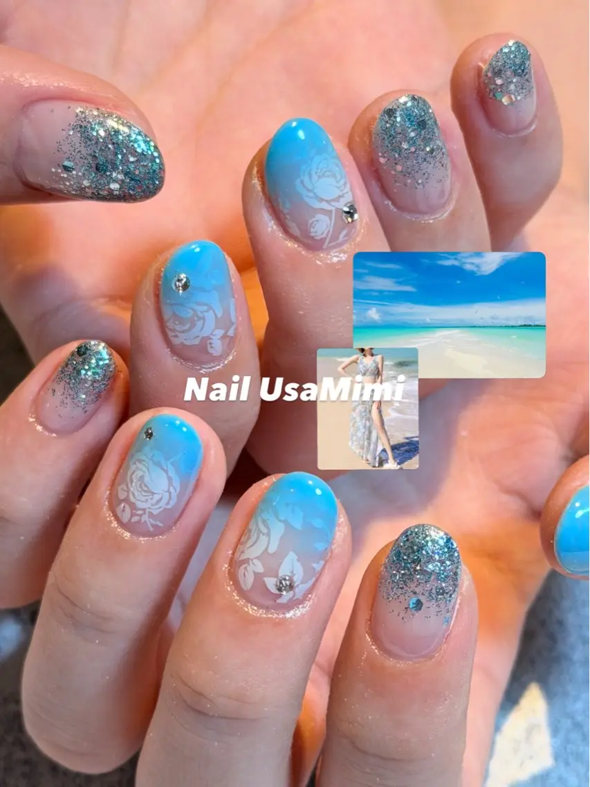 ネイル アートネイル ジェルネイル キラキラネイル オフィスネイル 春ネイル ハンドネイル Nail Usa Mimi ASAKOのネイルデザイン