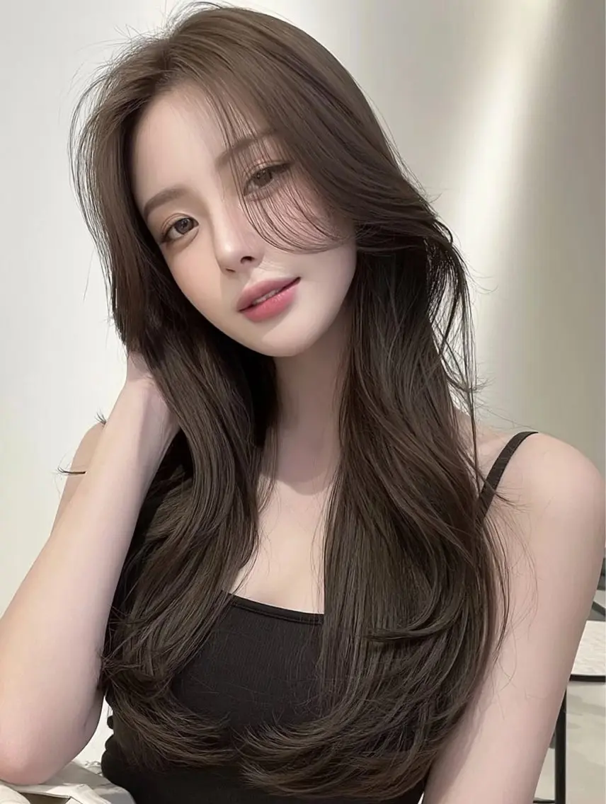 ロング ボブ 髪質改善 韓国風ヘア レイヤーカット 縮毛矯正 カット ヘアカラー 橋本 眞穂のヘアスタイル
