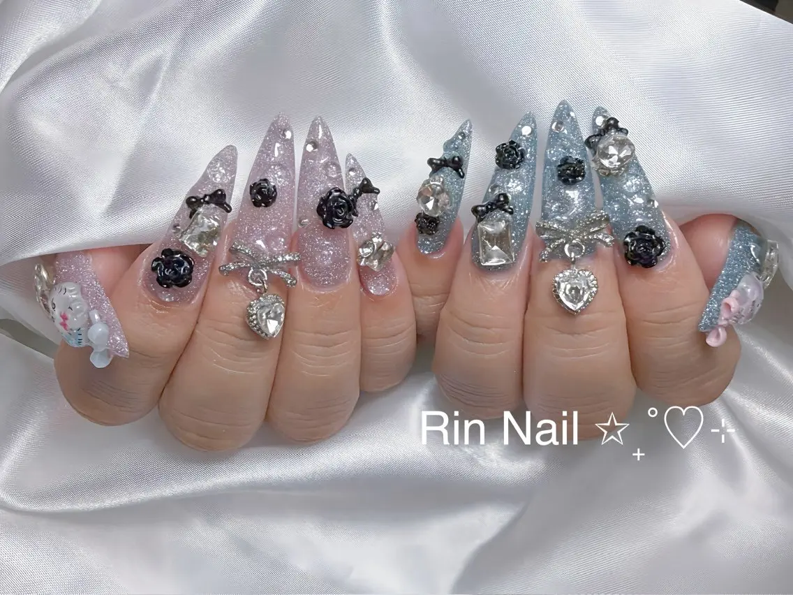 ネイル チークネイル フラッシュネイル フラワーネイル フットネイル ジェルネイル ハンドネイル Rin Nail Shinokuboのネイルデザイン
