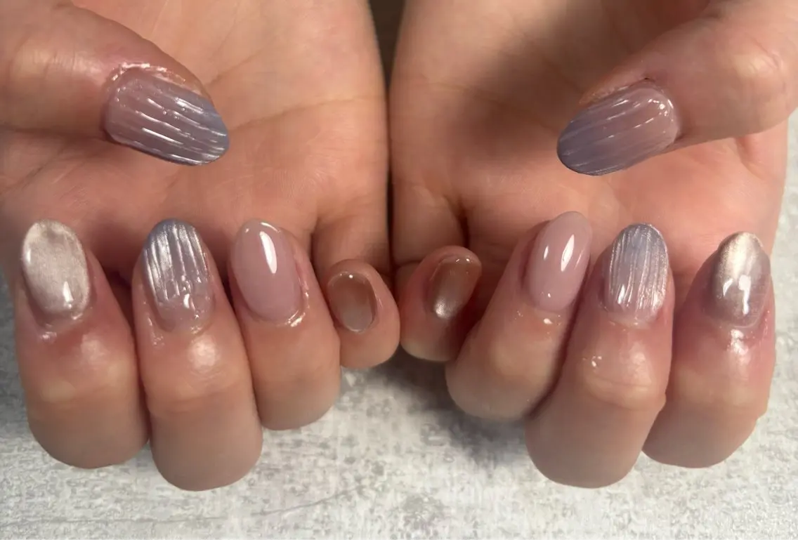 ネイル オーロラネイル 桜ネイル フラワーネイル フットネイル フレンチネイル ハンドネイル kiki nail たまプラーザのネイルデザイン