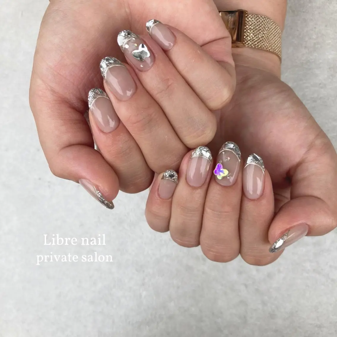 ネイル フレンチネイル ガラスフレンチ 【Libre】 -ﾘﾌﾞﾚﾈｲﾙ-のネイルデザイン