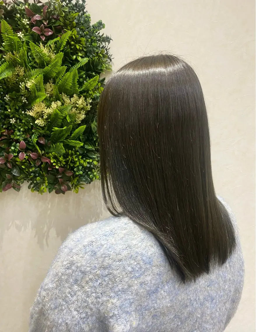 ミディアム カラー ブリーチ ブラウンカラー ダブルカラー イルミナカラー オリーブカラー N°+aero 😊れいか😊のヘアスタイル