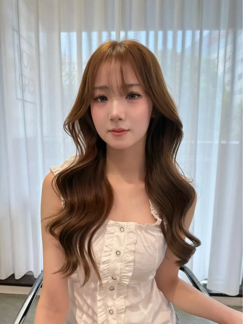 ロング カラー ベージュカラー ブラウンカラー 透明感カラー くすみブラウン 韓国風カラー カット ヘアカラー もも/透明感/ 暖色カラー/韓国ヘアのヘアスタイル