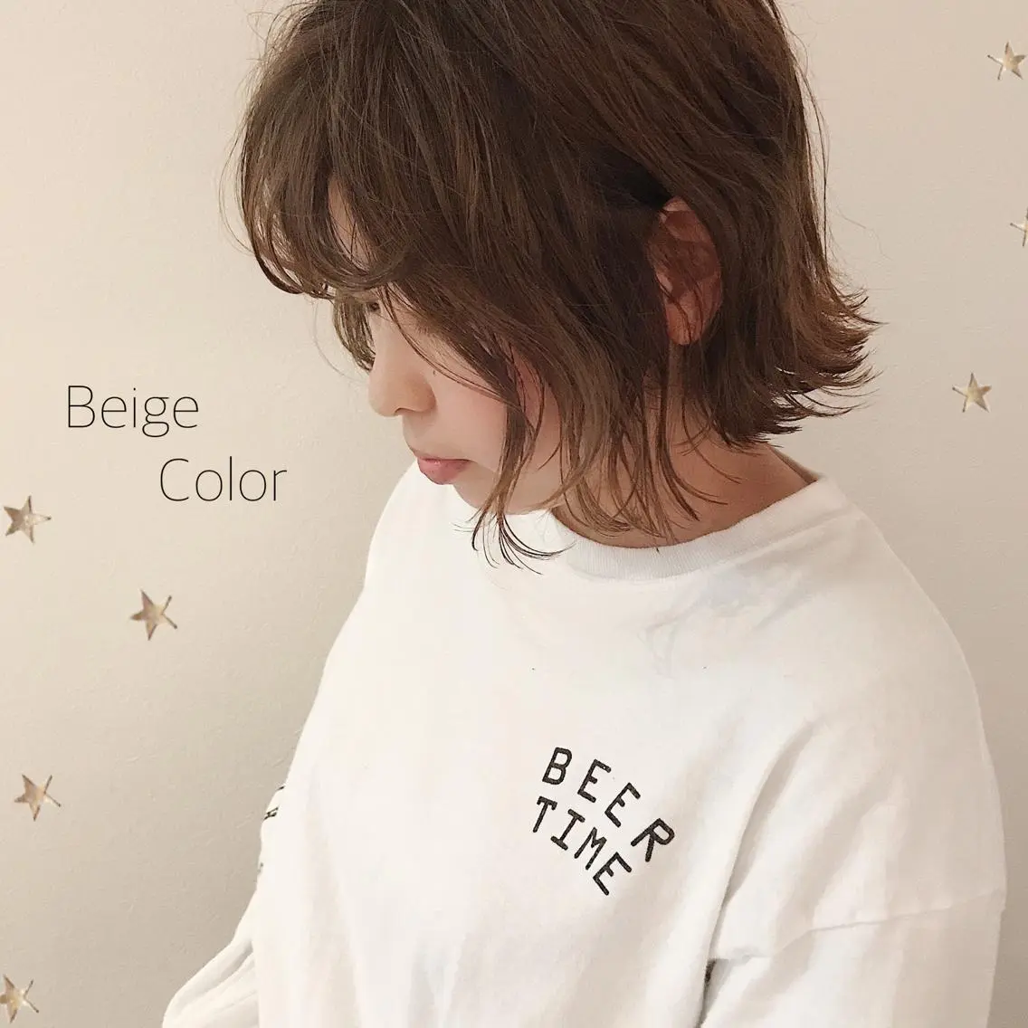 ミディアム カラー カット ヘアカラー 市川 千夏のヘアスタイル