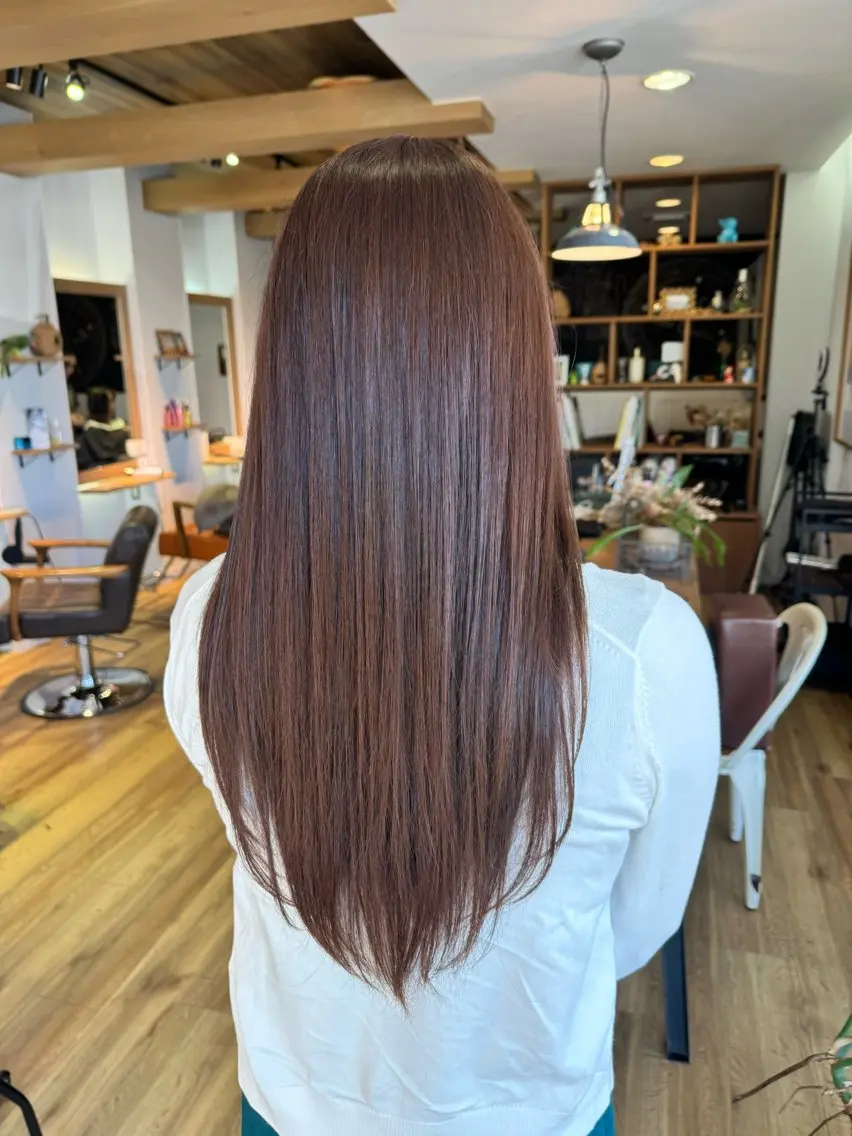 ロング カラー ブラウンカラー ヘアカラー トリートメント ツキダテ ユイのヘアスタイル