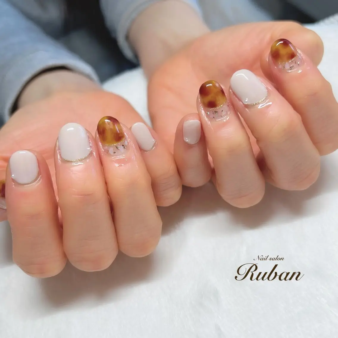 ネイル べっ甲ネイル 冬ネイル Nail salon Rubanのネイルデザイン