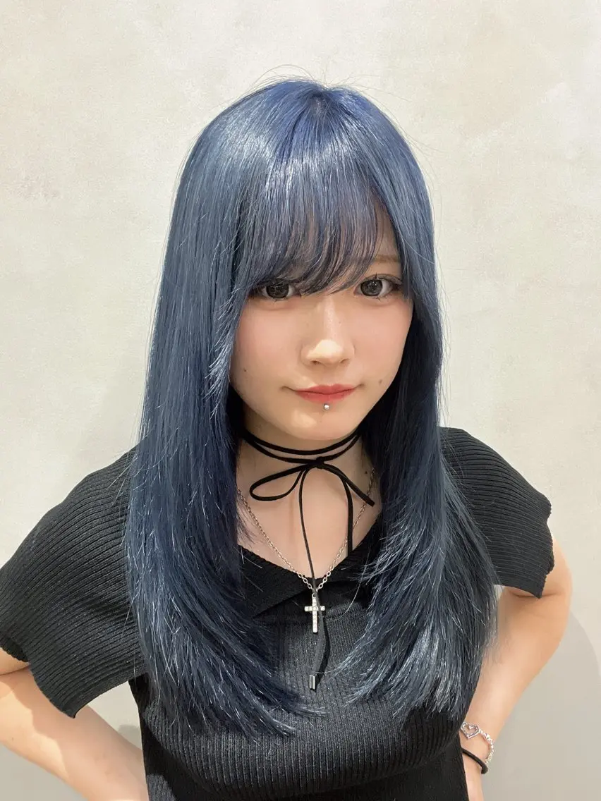 セミロング カラー ヘアアレンジ グレージュ ネイビーカラー 韓国風ヘア レイヤーカット 大宮/山口 竣也のヘアスタイル