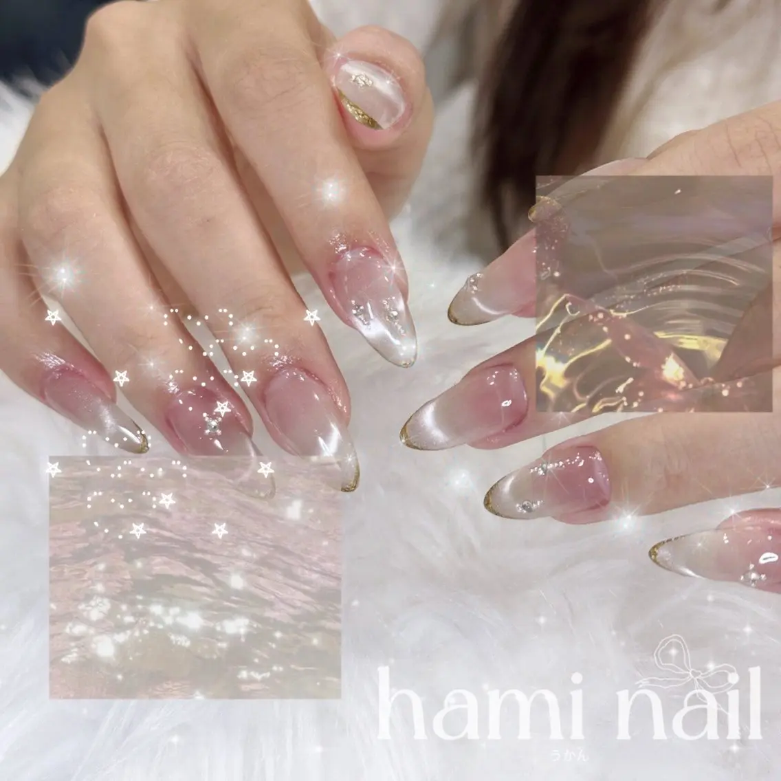 ネイル ハンドネイル ハンドケア 🎀うかん 🎀チップ長さ出しのネイルデザイン