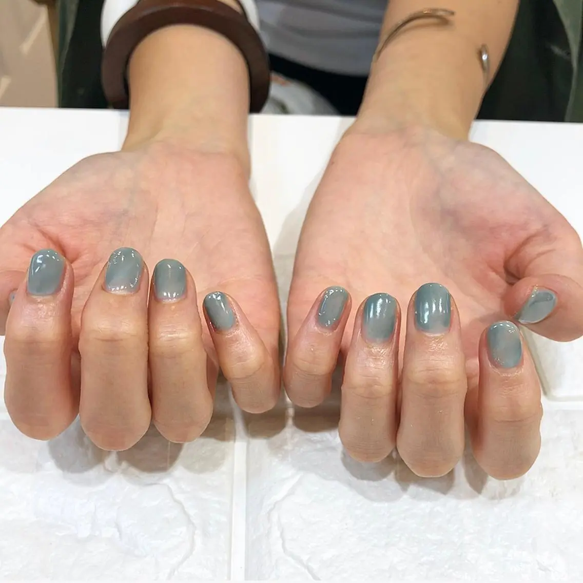ネイル アートネイル ブルー ニュアンスネイル rina eye&nailのマツエク・マツパデザイン