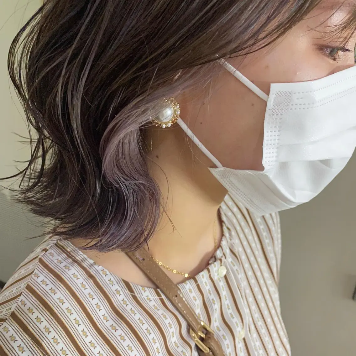 ショート カラー ベージュカラー パープルカラー 清村 和音のヘアスタイル