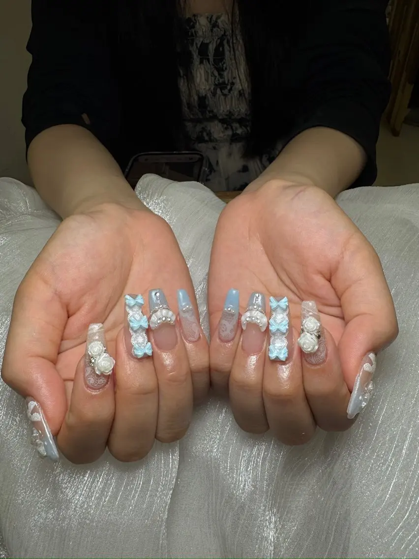 ネイル ハンドネイル ユリ🎀長さだし/ パラジェル/持ち込みのネイルデザイン