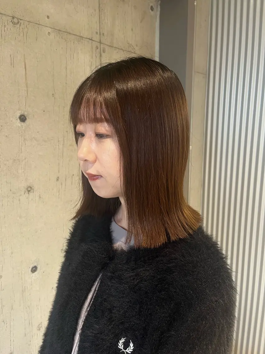 ミディアム カラー ヘアアレンジ カット ヘアカラー トリートメント 垢抜けボブ×透明 感カラーリクト💥のヘアスタイル