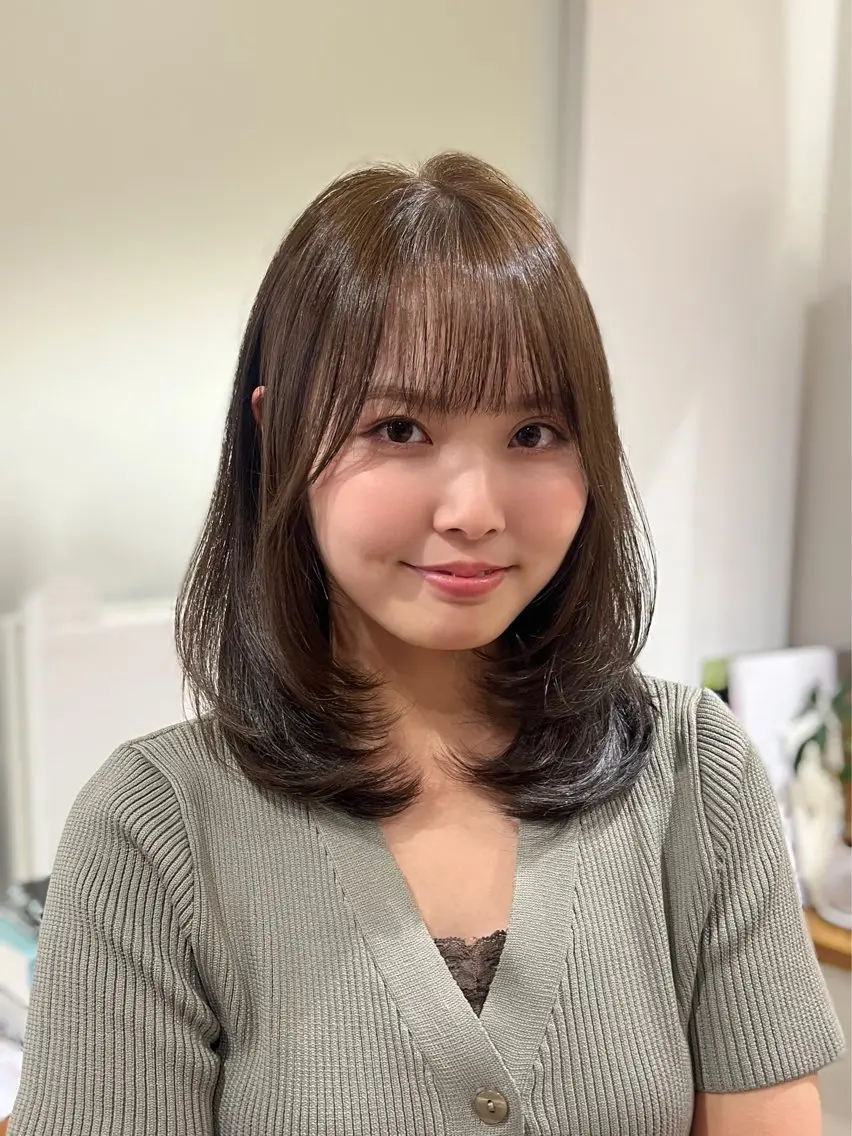 ミディアム カラー オリーブカラー ヘアカラー 🎀仙台/レイヤー /暖色/ありさ🎀のヘアスタイル