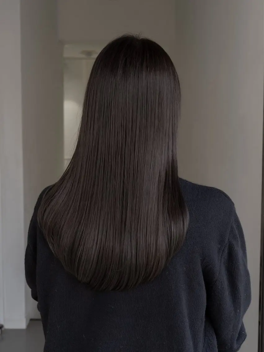 セミロング カラー グレージュ レイヤーカット 酸性ストレート カット ヘアカラー 縮毛矯正 navile原宿 yumaのヘアスタイル